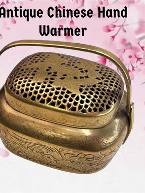 Antique Chineee Brass Hand Warmer Incense Burner- with Emperor Period